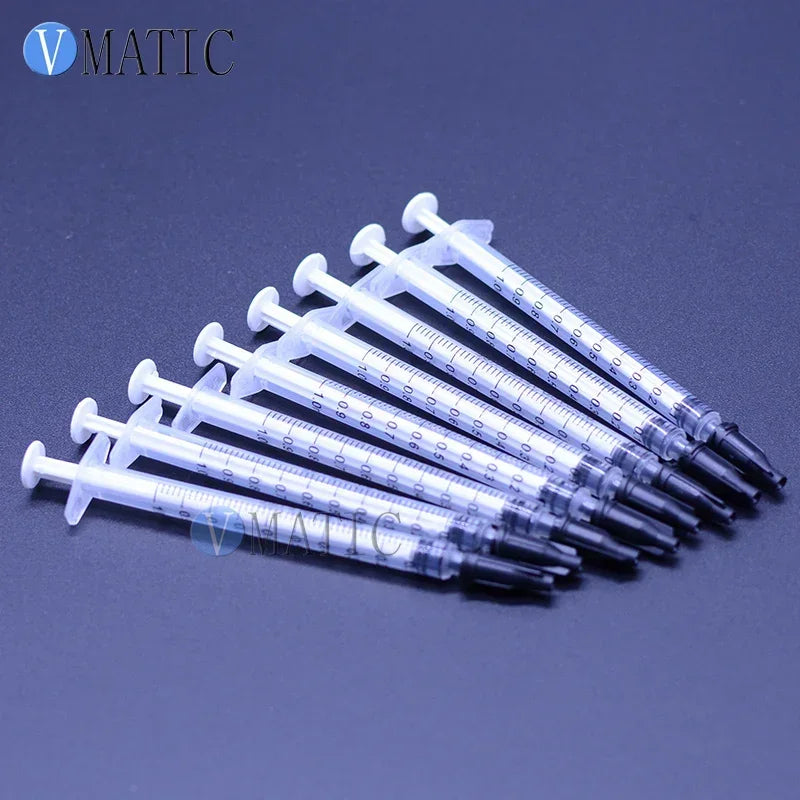 10 Sets/Lot Industrial Precision 1ml Syringe with Luer Lock Tip & Caps - for Epoxy, Silicone & High-Viscosity Adhesive Dispensin