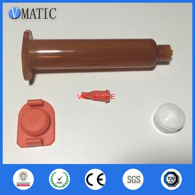 Free Shipping 5cc 5ml Amber Pneumatic Syringe Barrels Amber UV Block Cartridge Glue Dispensing Syringe With Piston/Syringe Cap