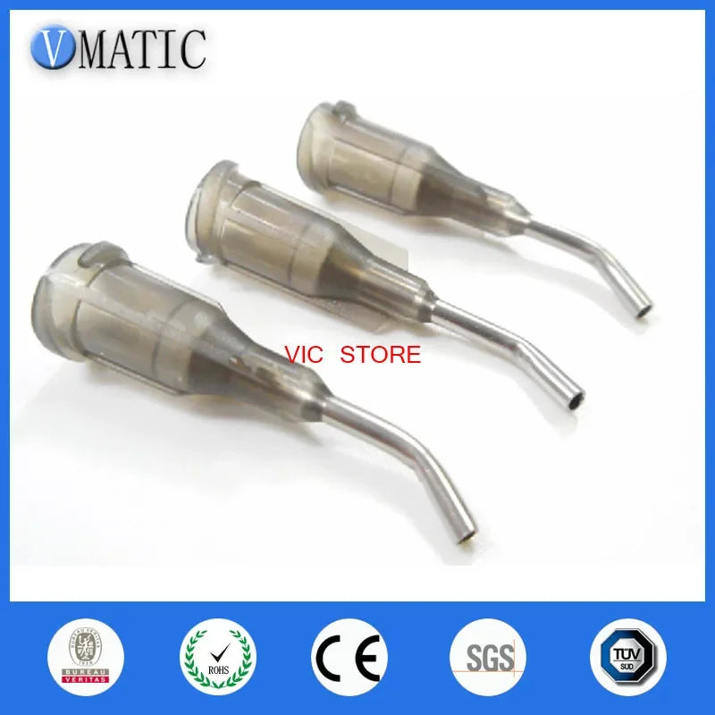 Free Ship 16G Grey 0.5" Length 45 Degree Bend Bent Dispensing Needle Tips Blunt Stainless Steel Dispenser Needles 1/2 Inch