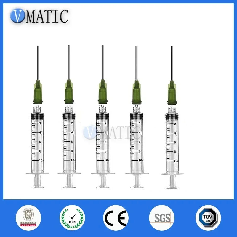 Free Shipping 6 Syringes 10ml 10cc With Caps & Dispensing Needle Tips Adhesives Glue Dispenser Syringes Needles 14G 1 Inch