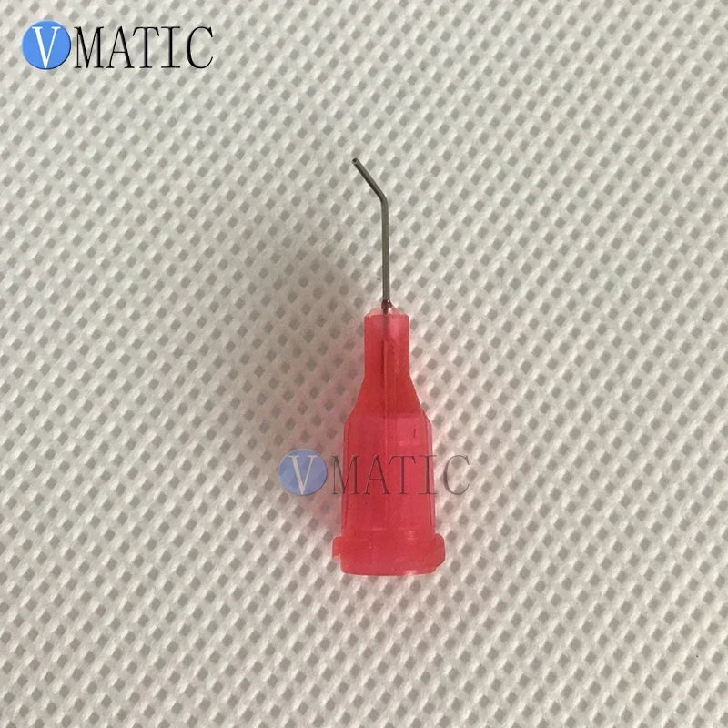 ‌100Pcs 25G 45° Bent Dispensing Needles | 0.5'' SUS304 Red Glue Tips for Precision Adhesive Free Shipping‌