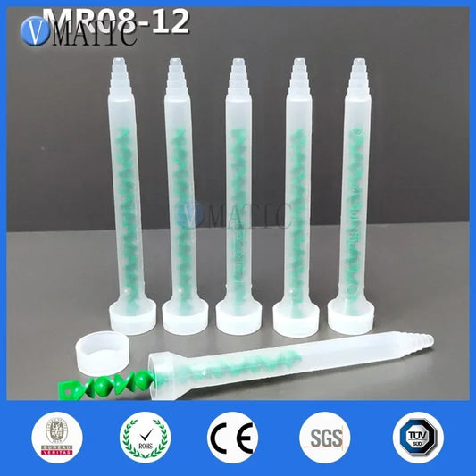 MR08-12 PTFE Static Mixer Nozzles (5-Pack) | Chemical Resistant for AB Epoxy, Silicone & 2-Part Adhesives | Industrial Grade