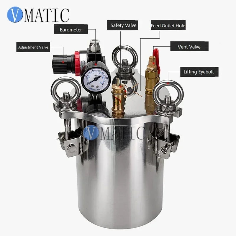 Free Shipping 2L Stainless Steel Pressure Dispensing Valve Manual Glue Dispenser Equipment Double Liquid Dispensing Tool