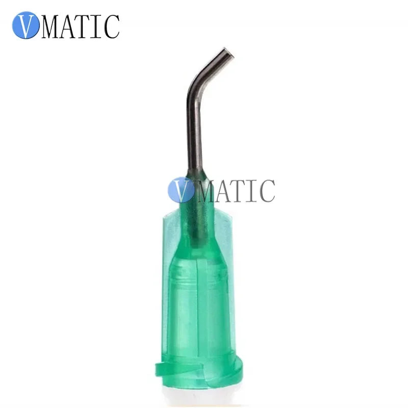 Free Ship 100Pcs Quality 18G Green 0.5" Length 45 Degree Bend Bent Blunt End Stainless Steel Dispensing Needles 1/2 Inch