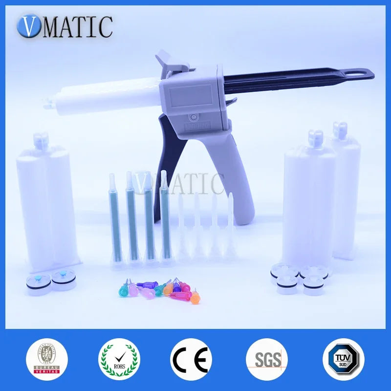 Free Shipping Ab Glue Cartridge 2:1 1:1 Universal 50ml 50cc Manual Dispense Gun With Cartridge & Static Mixing Nozzle