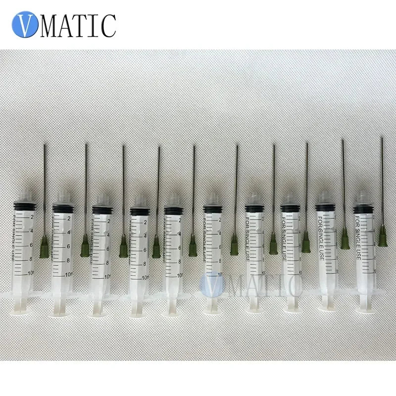 Free Shipping 10ml/10cc Luer Lock Dispensing Syringes With 14G Blunt Tip Fill Needles 9.5Cm Tubing Length