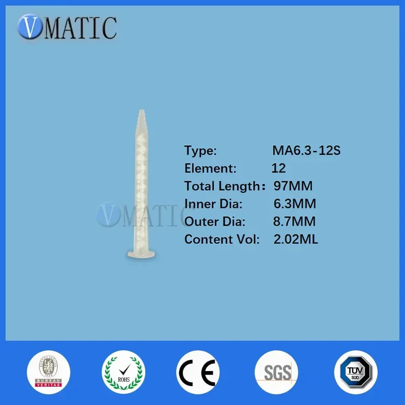 Free Shipping MA6.3-12S Resin AB Glue Static Mixer Mixing Tube Mixing Nozzle For Two Component Liquid Mixing Machine AB Glue Gun