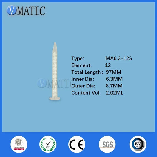 Free Shipping MA6.3-12S Resin AB Glue Static Mixer Mixing Tube Mixing Nozzle For Two Component Liquid Mixing Machine AB Glue Gun