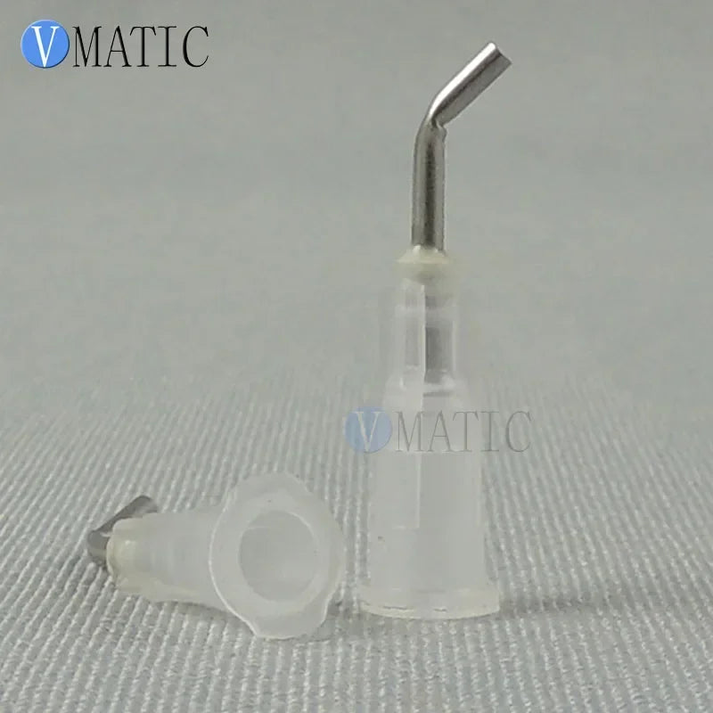 ‌100-Pcs 25G Dispensing Needles | 45° Angled Precision Glue Tips with 0.5'' Bayonet Lock (0.41mm ID, 1/2'' Length) for Electroni
