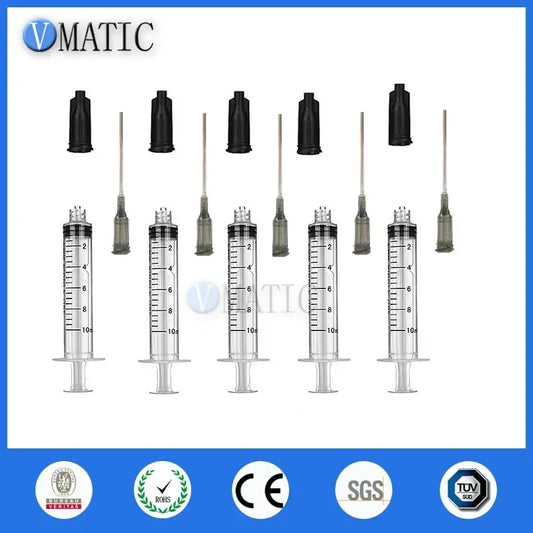 Free Shipping 5Pcs Non Sterilized Dispensing Syringes Luer Lock 10Ml/Cc With Tips & Caps