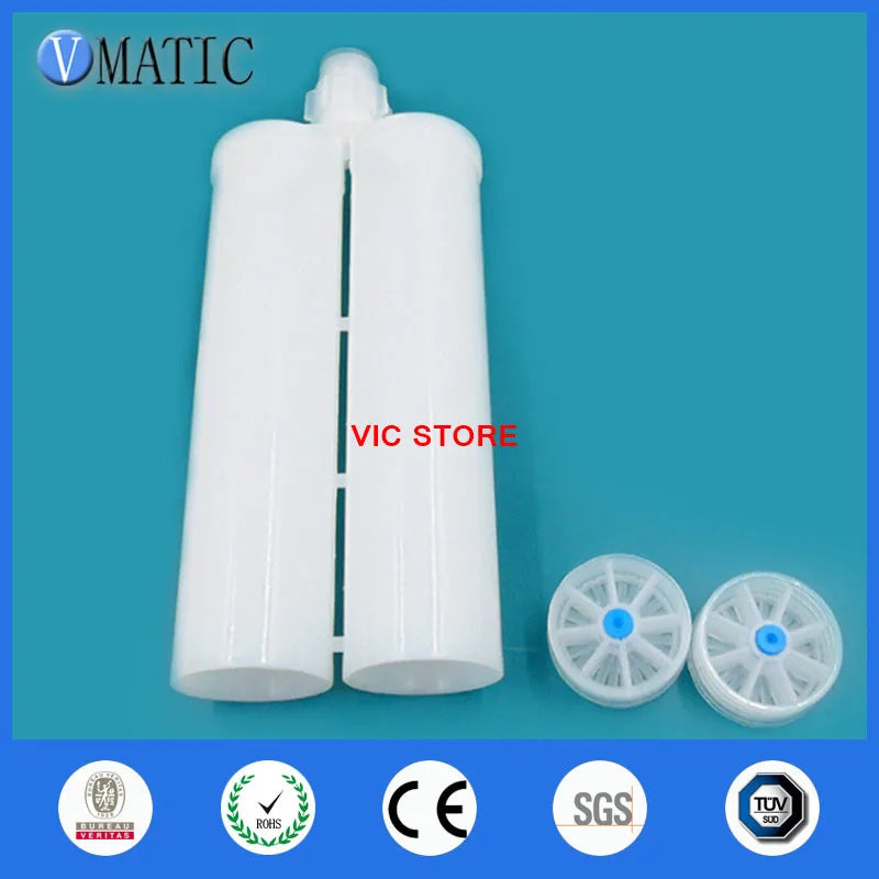 Two Component 400 Cc / Ml 1:1 Ratio Glue Mixing Plastic Cartridge With Static Mixer
