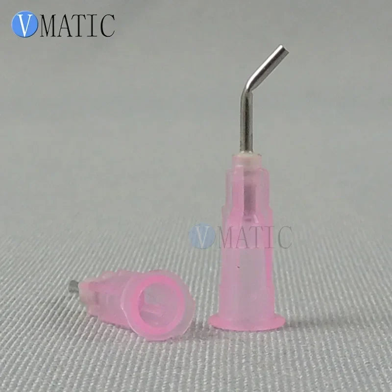 ‌100-Pcs 25G Dispensing Needles | 45° Angled Precision Glue Tips with 0.5'' Bayonet Lock (0.41mm ID, 1/2'' Length) for Electroni