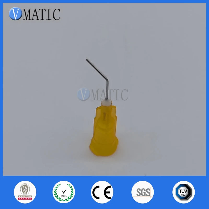 Free Shipping 100Pcs 25G 45 Degree Bent 0.5'' Adhesive Glue Dispensing Needle 1/2 Inch