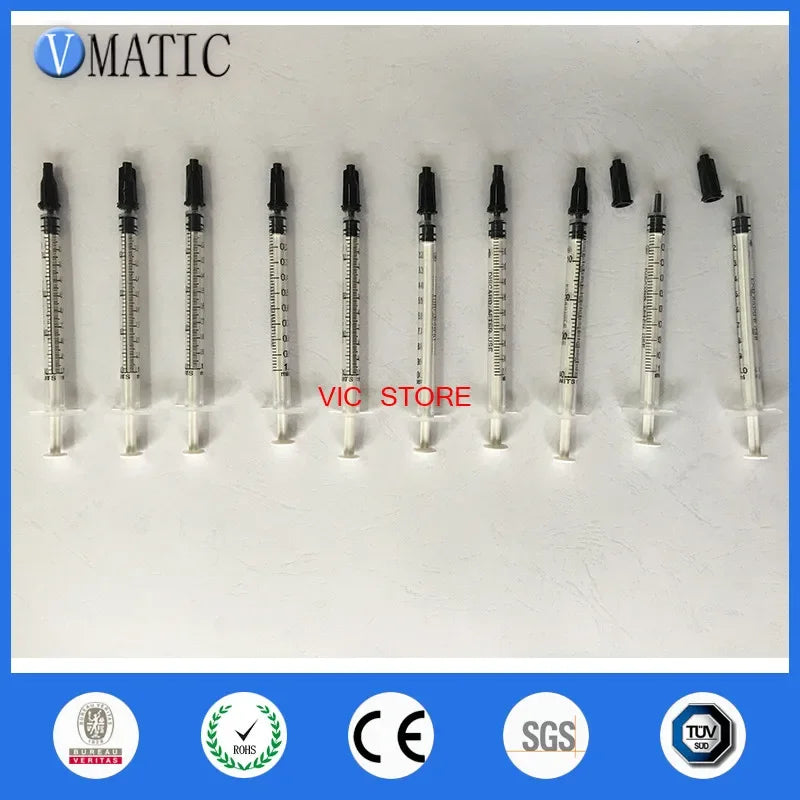 Free Shipping 10 pcs Dispensing Syringes 1cc 1ml Plastic Syringe With Black Tip Cap