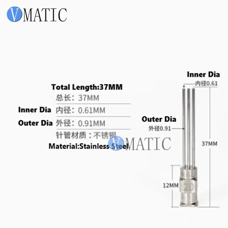 Stainless Steel Dispensing Tip Jewelry Crystal Setting 25mm Tube Length Luer Lock Thread Glue Needle Rhinestone Tool