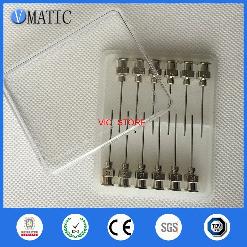 12-Piece Industrial Dispensing Needle Set | 21G (0.8mm) 316L Stainless Steel Tips for SMT Adhesive Application