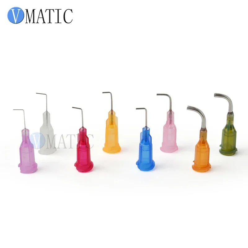 Free Shipping 100Pcs 14G Olive 0.5'' 1/2 Inch Tube 90 Degree Bent Glue Dispensing Needle Tips