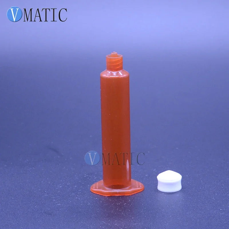 Free Shipping US Style 10 Cc / Ml Glue Dispensing Amber Color Pneumatic Syringe With Piston