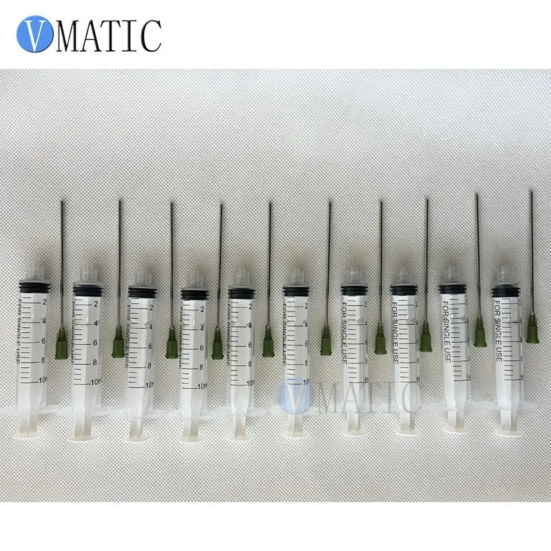 Free Shipping 10ml/10cc Luer Lock Dispensing Syringes With 14G Blunt Tip Fill Needles 9.5Cm Tubing Length