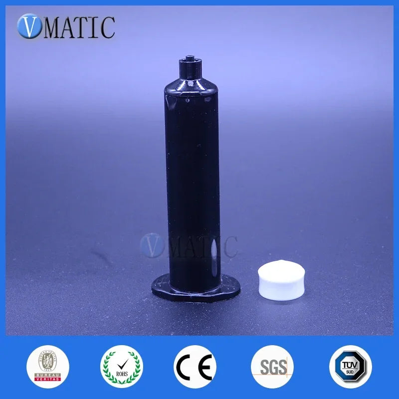 Free Shipping 20 Sets 30cc / 30ml Black UV Pneumatic Syringe With End Cover & Syringe Cap & Piston