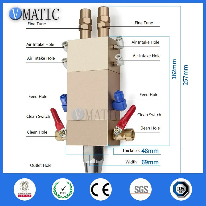 2023 High Quality New Arrival Big Flow Pneumatic AB Liquid Glue Adhesive Dispensing Suck Back Double Cylinder Valve