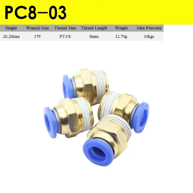 5pcs Fast Twist Pneumatic 6mm 8mm 10mm 12mm Tube To PC4PC6PC8PC10PC12-M5 Male Thread Stainless Steel Pipe Fittings Connector