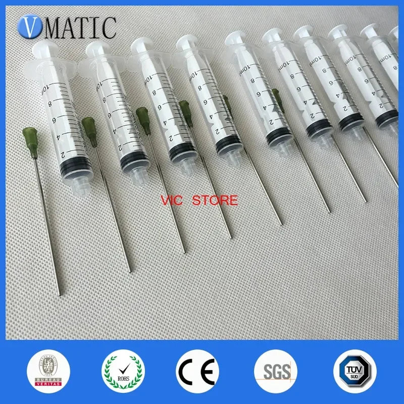 Free Shipping 10Sets 100mm Length 14G Dispensing Needle + 10cc/ml Plastic Manual Syringe
