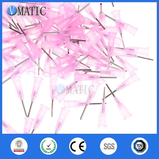 Free Shipping 100pcs 18G Pink Color Stainless Steel Dispensing Tapered Pinhead Glue Liquid Dispenser Needles 1/2 Inch