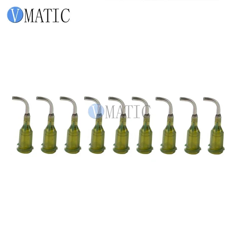Free Shipping 100Pcs 14G Olive 0.5'' 1/2 Inch Tube 90 Degree Bent Glue Dispensing Needle Tips