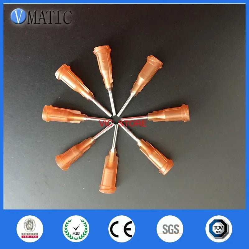 High Quality 100 Pcs Industrial Tips 15G Dispensing Needles Amber Color Glue Dispense Blunt Needle 1/2 Inch