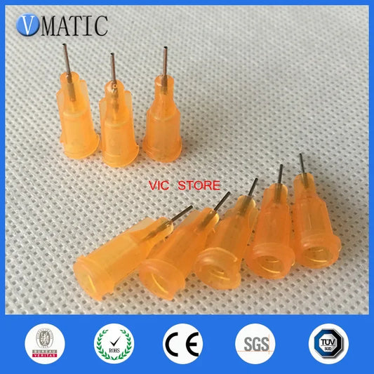 Free Shipping Orange Color 100Pcs/Lot 23G 1/4'' Inch Stainless Steel Tip Dispensing Screw Needles Syringe Needle Tips