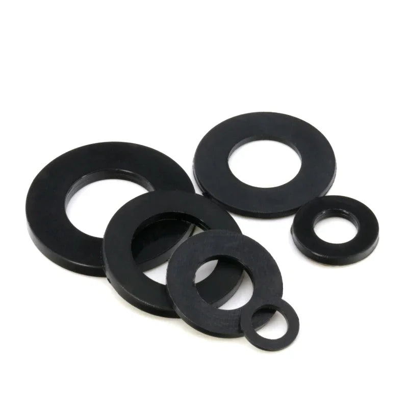 50/100/200Pcs M2-M20 White Black Plastic Nylon Flat Washer Plane Spacer Insulation Gasket Ring For Screws&Bolt