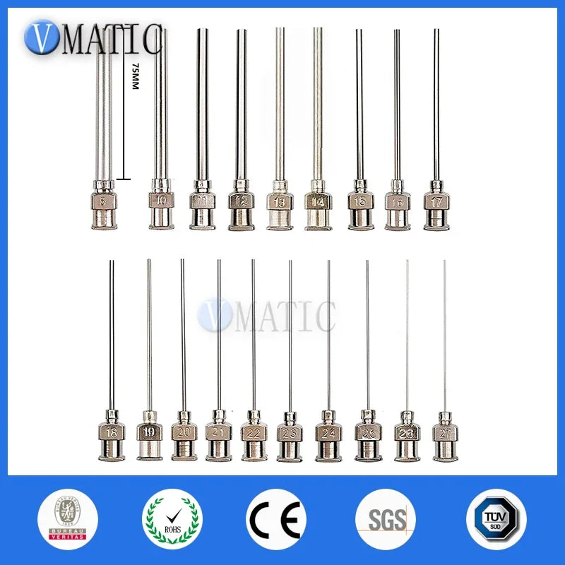 ‌12PCs Stainless Steel Dispensing Needle 8G-30G | 75mm All-Metal Syringe Kit for High Viscosity Glue (Anti-Clog Blunt Tip with L