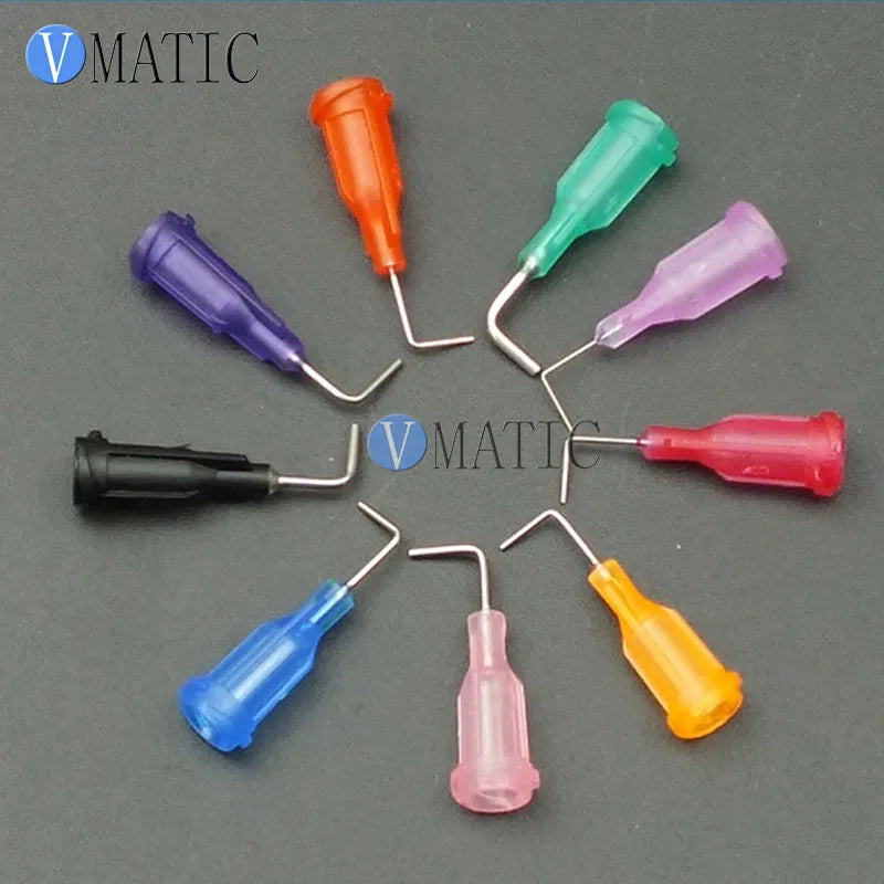 High Quality 100pcs TE 90 Bent Degree Bent Dispensing Tips Glue dispensing needle Glue dispensing tip mix pack totally 100pcs