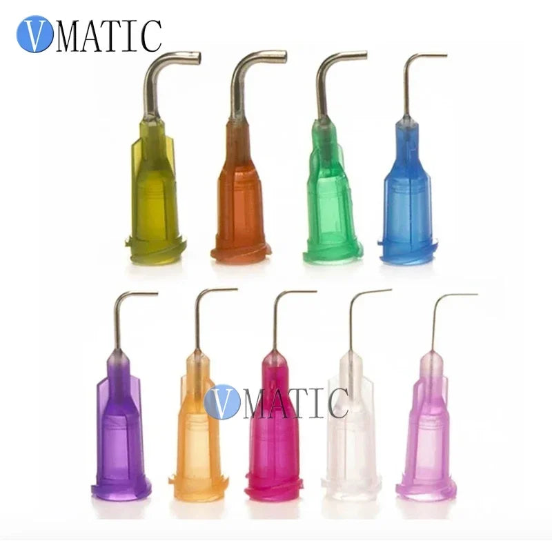 Free Shipping 100Pcs 15G Amber 0.5'' 90 Degree Bent Luer Lock Polypropylene Hub Dispensing Needle