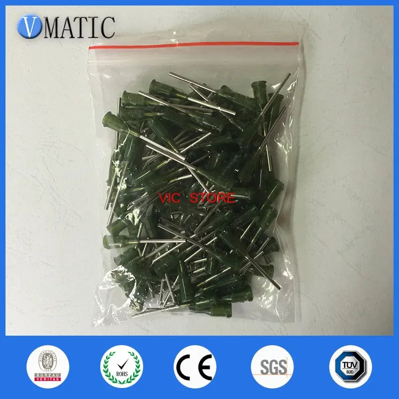 Free Shipping 100Pcs 14G Precision S.S. Dispense Tip With Pp Safety Lock Hub, 1" Tubing Length Glue Dispenser Needles