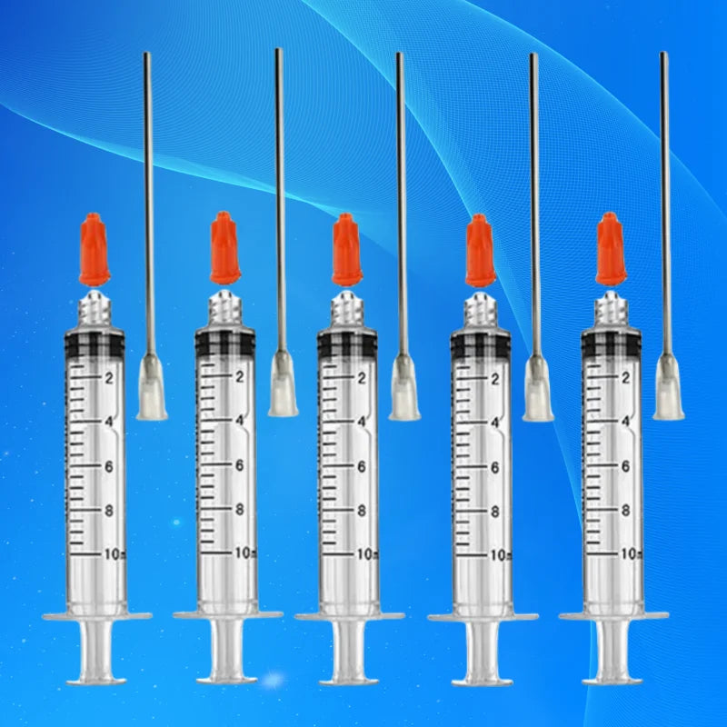 Free Shipping Quality Assurance 5Sets 10Cm Tubing Length 16G Blunt Tip 5Pcs 10Cc Syringe And Red Syringe Tips