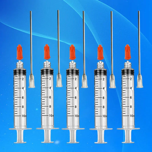 Free Shipping Quality Assurance 5Sets 10Cm Tubing Length 16G Blunt Tip 5Pcs 10Cc Syringe And Red Syringe Tips