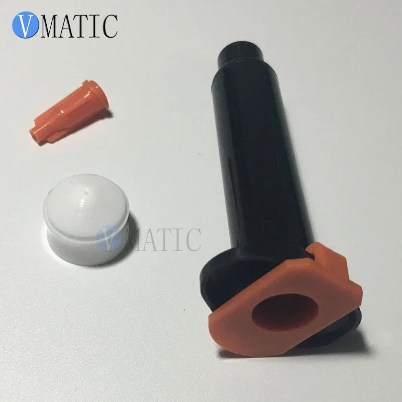 Free Shipping 20 Sets 30cc / 30ml Black UV Pneumatic Syringe With End Cover & Syringe Cap & Piston