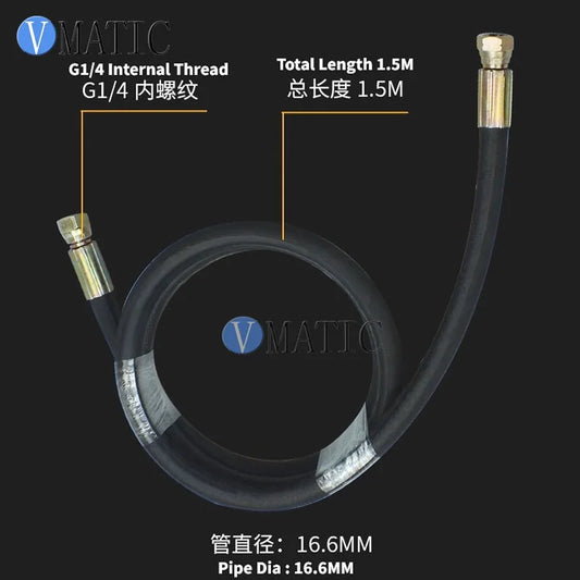 1/4" Inch High Pressure Hydraulic Hose - Steel Braided, BSPP Female Ends, Compatible with Oil Fuel Gas Water for Pumps/Machinery