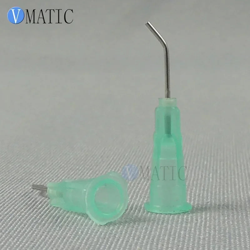 ‌100-Pcs 25G Dispensing Needles | 45° Angled Precision Glue Tips with 0.5'' Bayonet Lock (0.41mm ID, 1/2'' Length) for Electroni