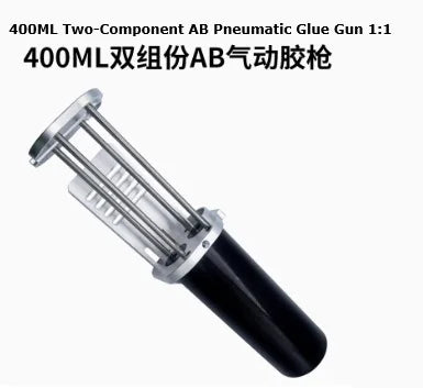 Large Bore Pneumatic AB Dispenser Gun - High Capacity (200-490ml) for Dual Cartridge Glues, Various Mix Ratios
