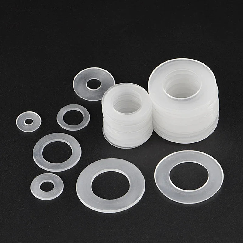 M3 M3.5 M4 M5 M6 M8 M10 M12 M14 M16 M18 M20 Clear Nylon Flat Washer PE Plastic Screw Gasket Insulation Spacer Seals Rings