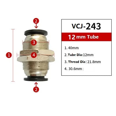 ‌M4-M12 Threaded Pneumatic Fittings Kit | Stainless Steel Tube-to-Tube Connectors for Industrial Air Systems