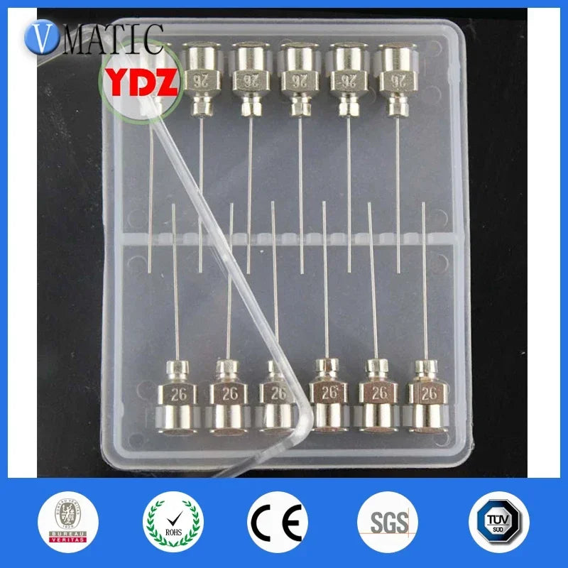 Free Shipping 12Pcs 1 Inch Length 26G Blunt Stainless Steel Glue Dispensing Syringe Needles Tips