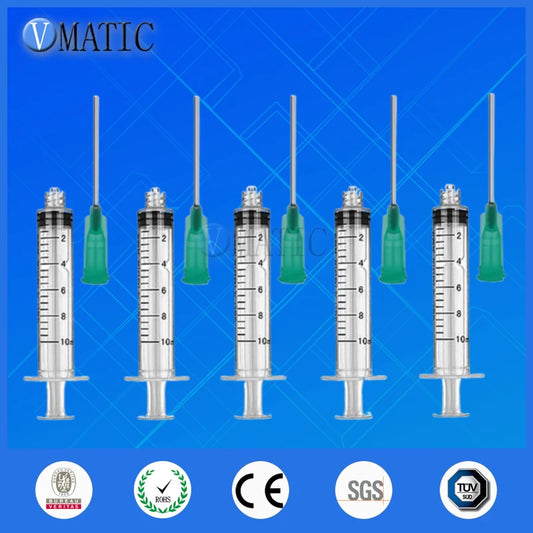 Free Shipping 10Ml/10Cc Luer Lock Syringes With 18G Blunt Tip Fill Needles 1.5", 10sets Dispensing Syringe With Dispenser Needle