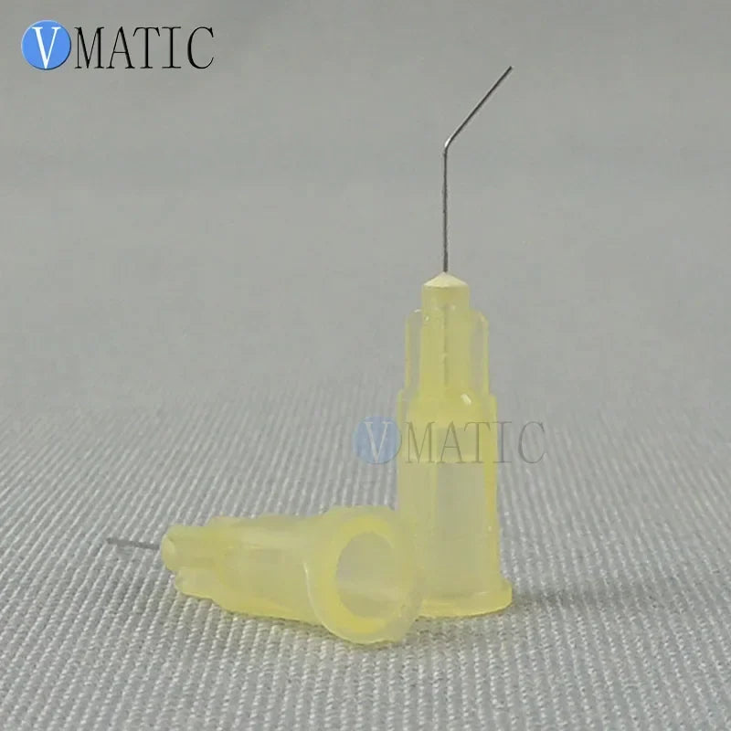 ‌100-Pcs 25G Dispensing Needles | 45° Angled Precision Glue Tips with 0.5'' Bayonet Lock (0.41mm ID, 1/2'' Length) for Electroni