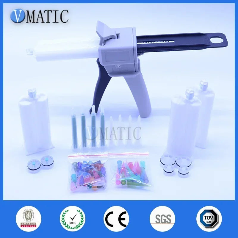 ‌AB Adhesive Dispenser Kit 2:1 & 1:1 | 50ml Manual Gun with Cartridges & Static Mixers Free Shipping‌