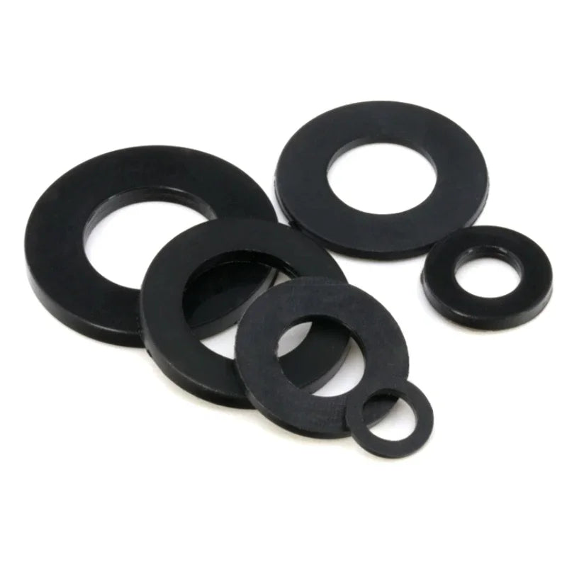 Black Nylon Flat Washers Plastic Flat Washers Waterproof Seals M2 M2.5 M3 M4 M5 M6 M8 M10 M12 M14 M16 M18 M20