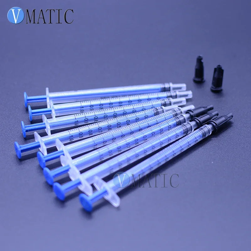 ‌10×1ml Precision Syringe Kit | Multi-Purpose Plastic Dispenser with Black Cap for Lab/Cosmetics/Adhesive (Chemical-Resistant )‌